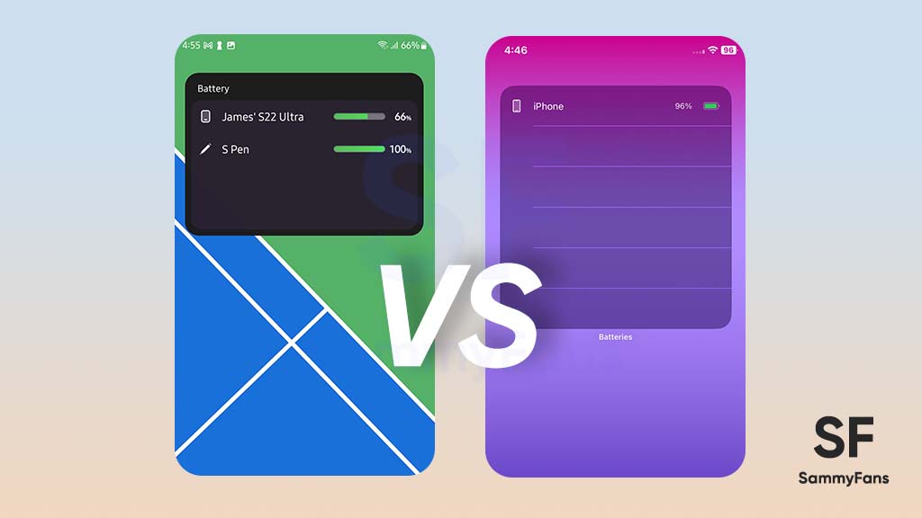 Battery Widget One UI Vs iOS