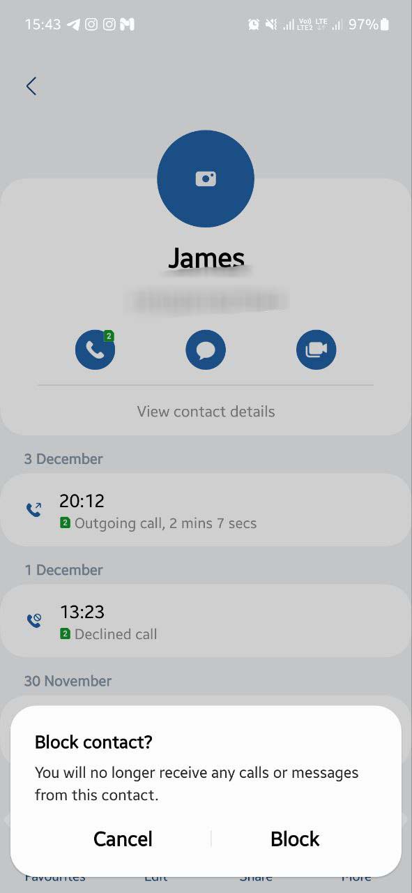 Samsung One UI 5.0 block calls