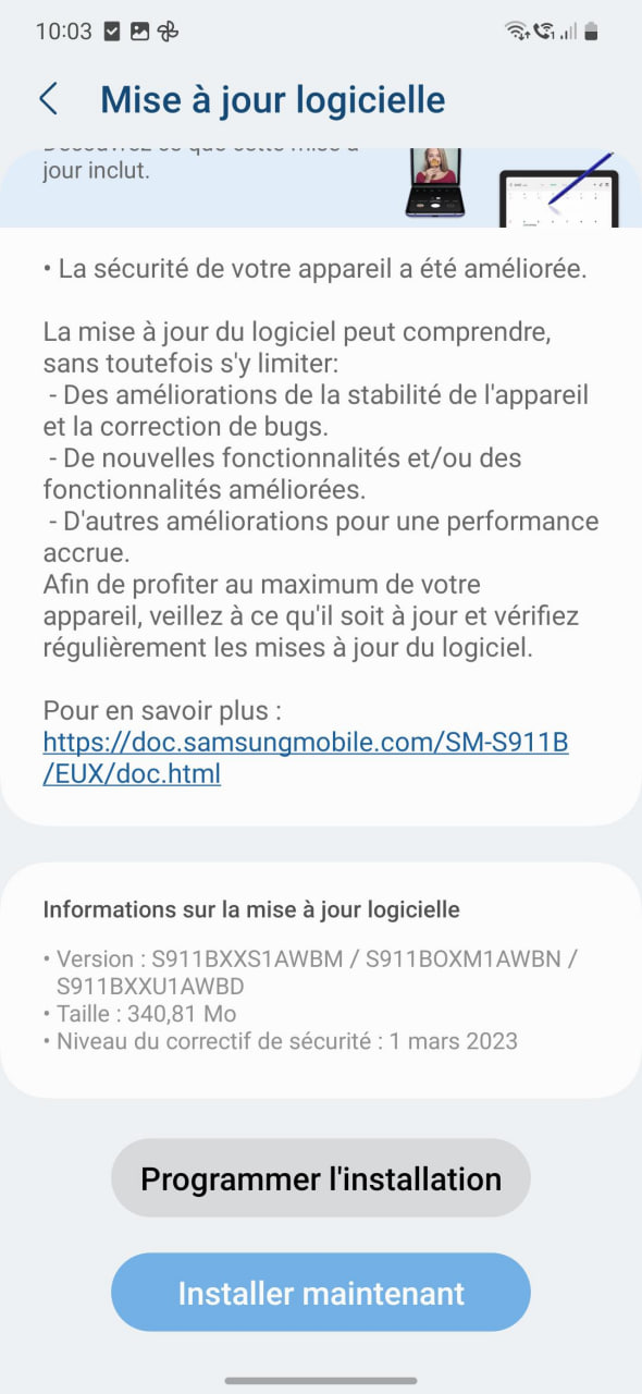 Samsung Galaxy S23 March 2023 Security update