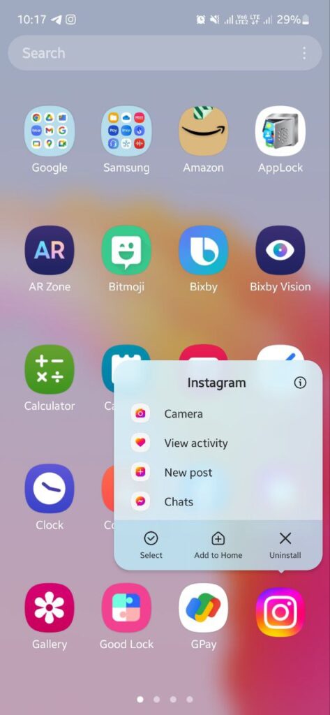 Samsung shortcuts home screen