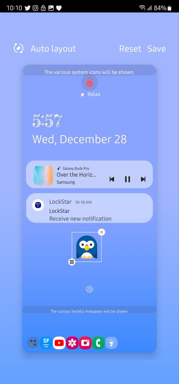 Samsung lock screen stickers