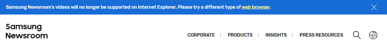 Samsung Newsroom videos Internet Explorer