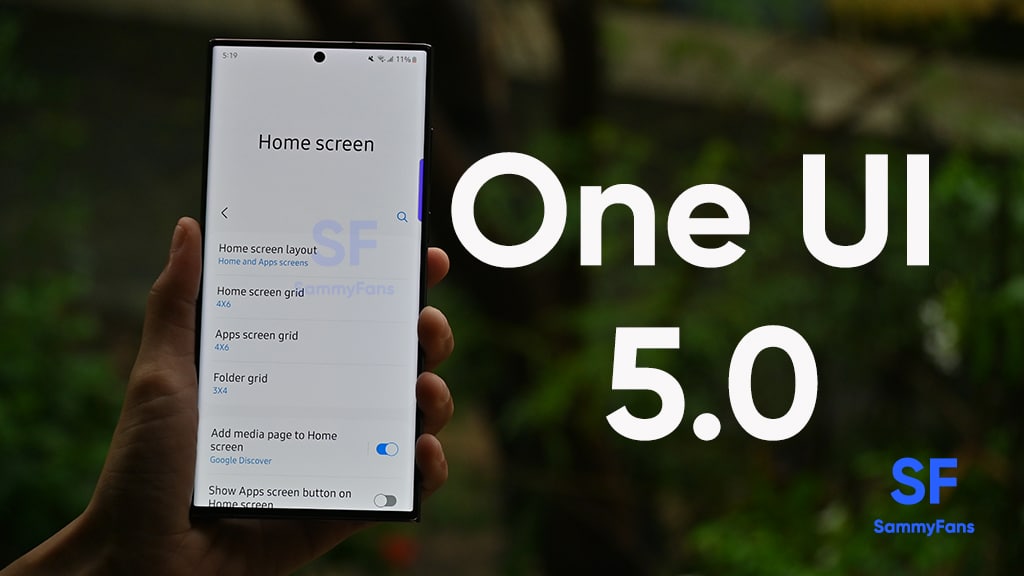 Samsung One UI 5.0 Home screen