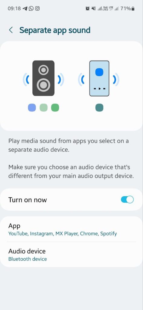 Samsung Separate app sound